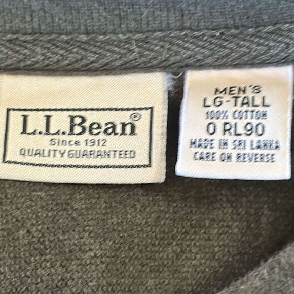 LL Bean Item 0 RL90 Green Vneck Pullover Shirt size Large Tall L - Picture 5 of 6